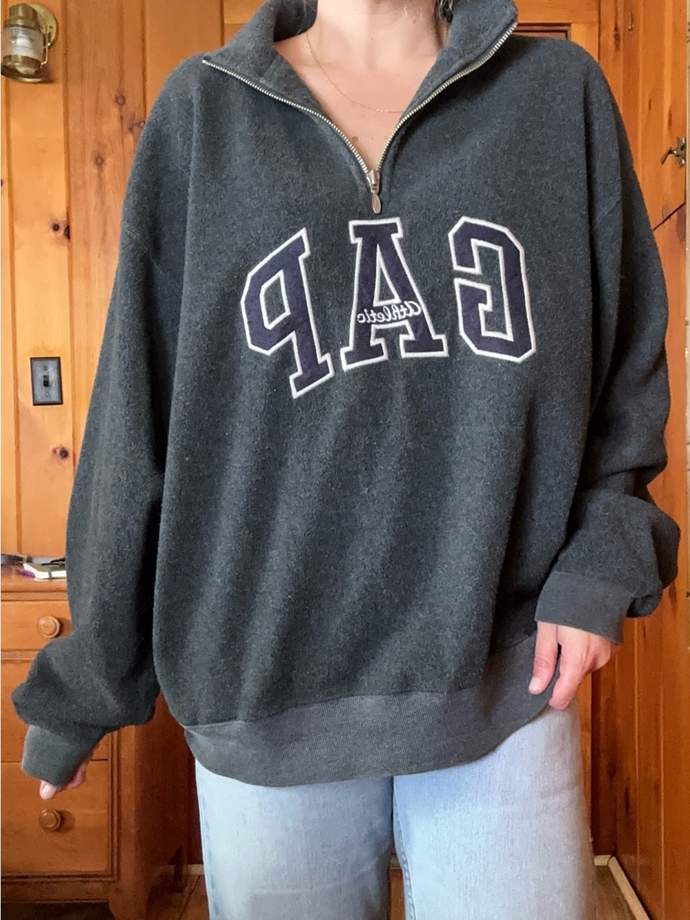 Vintage 90s GAP Athletic Quarter Zip Fleece Pullover